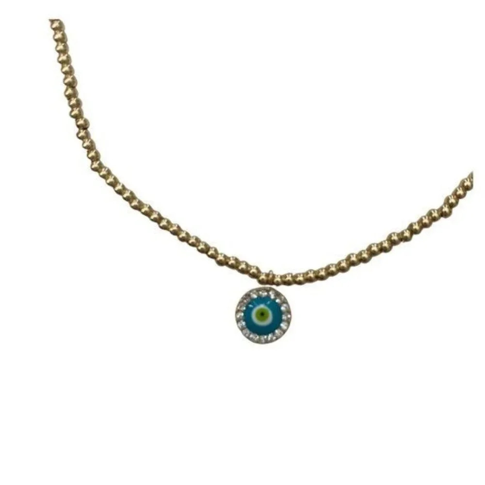 Mini Evil Eye Pendant 14" Choker Necklace
